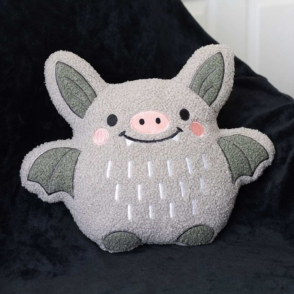 Something Different - Cute Bat Boucle Cushion Cushion - Multicolours